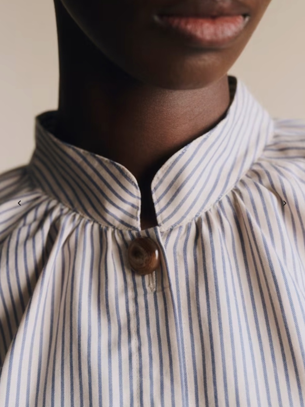 Sezane Analyne Shirt Blue Oxford Stripes On Beige - Size 6 - Picture 2 of 10